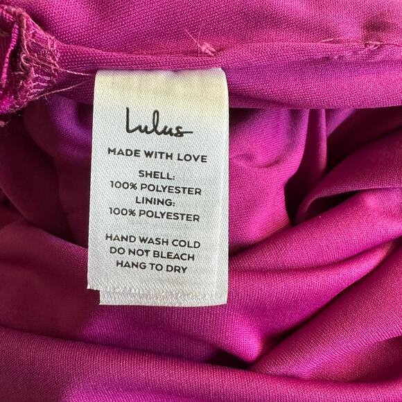 Lulus Impressive Essence Magenta Velvet One-Shoulder Cutout Midi Dress Small - Picture 13 of 16